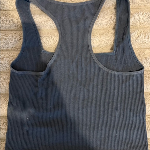 Honey Peach Ribbed Racerback Crop Tank – Slate Blue – Size Small - Picture 4 of 7
